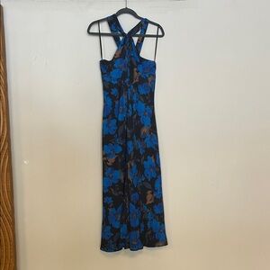 Greylin Blue and Brown Floral Maxi Dress